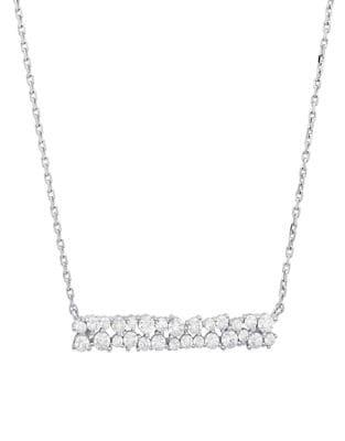 Crislu Firework Sterling Silver Cluster Bar Necklace