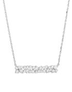 Crislu Firework Sterling Silver Cluster Bar Necklace