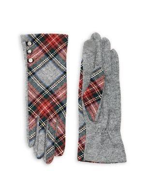 Lauren Ralph Lauren Plaid Buttoned Gloves