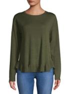 Lord & Taylor Ruffle Merino Wool Sweater