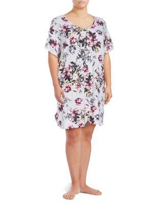Lord & Taylor Floral Knee-length Lounge Shirt