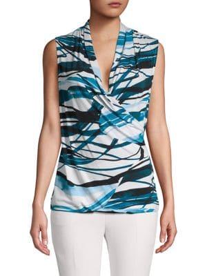 Donna Karan Printed Side Ruched Top