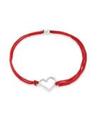 Alex And Ani Valentines Day Sterling Silver Heart Pull Cord Bracelet