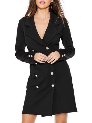 Quiz Notch Long-sleeve Shirtdress