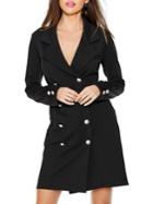 Quiz Notch Long-sleeve Shirtdress
