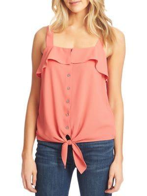 1.state Sleeveless Ruffled Cropped Top