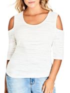 City Chic Solid Cold-shoulder Top