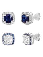 Lord & Taylor 2-pair Rhodium-plated Sterling Silver & Crystal Stud Earrings Set