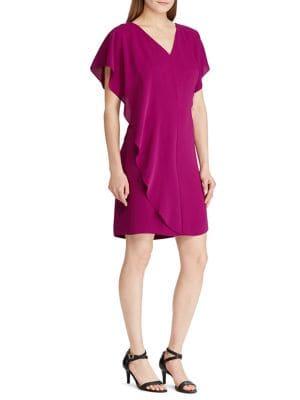 Lauren Ralph Lauren Ruffled Overlay Crepe Dress