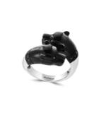 Effy Gento Black Sapphire, Diamond And Sterling Silver Panther Ring