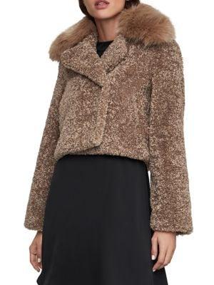 Bcbgmaxazria Emery Faux Fur Collar Jacket