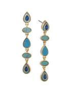 Laundry By Shelli Segal Pacific Blues Goldtone, Turquoise & Crystal Drop Earrings