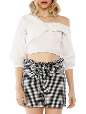 Walter Baker Logan Asymmetrical Cotton Cropped Top