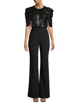 Black Halo Teresa Combo Sequin Wide-leg Jumpsuit