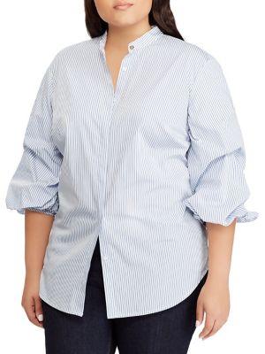 Lauren Ralph Lauren Plus Plus Cotton Puff-sleeve Shirt