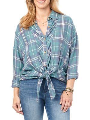 Democracy Plaid Tie-front Shirt