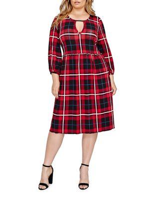 Addition Elle Love And Legend Fit-and-flare Plaid Dress