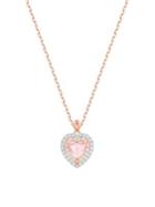 One Light Pink & Clear Swarovski Crystal Heart-shaped Pendant