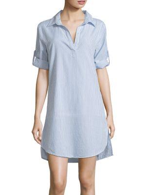 Elan Quarter-sleeve Striped Cotton Dress