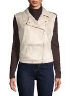 Jones New York Faux Suede Sleeveless Moto Jacket