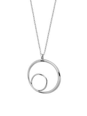 Lord & Taylor Double Circle Sterling Silver Pendant Necklace