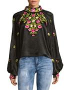 Free People Jessica Embroidered Blouse