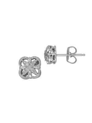Lord & Taylor Sterling Silver And Diamond Earrings