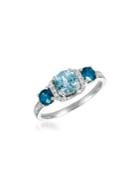 Le Vian 14k Vanilla Gold, Sea Blue Aquamarine, Blueberry Sapphires & Vanilla Diamonds Ring