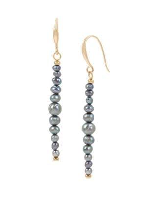 Robert Lee Morris Goldtone & 4-6mm Gray Pearl Drop Earrings
