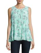 Ellen Tracy Mint Shell Spring Floral Top