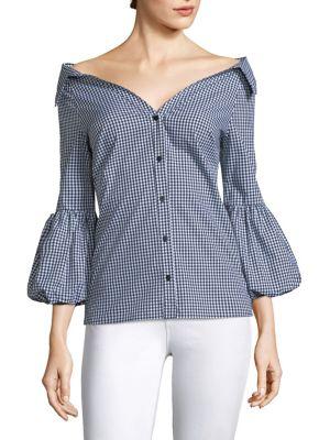 Bailey 44 Plaid Puff-sleeve Top