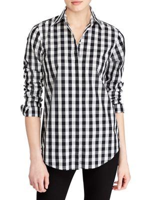 Lauren Ralph Lauren Petite Gingham Cotton Popover