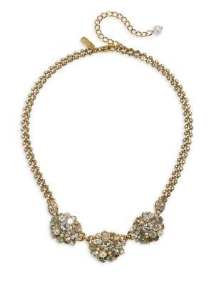 Badgley Mischka 10k Gold, Crystal & 7-7.5mm Pearl Statement Necklace