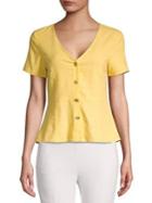 Vero Moda Linen Peplum Short Sleeve Blouse