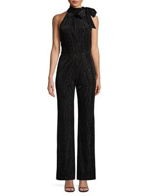 Black Halo Audrey Striped Velvet Jumpsuit