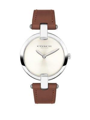 Coach Chrystie Stainless Steel And Leather-strap Watch