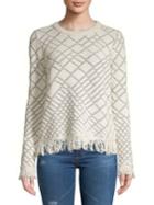 Ivanka Trump Patterned Fringed Sweater