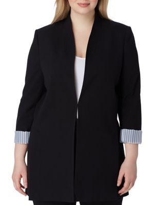 Tahari Arthur S. Levine Plus Cuffed Collarless Jacket