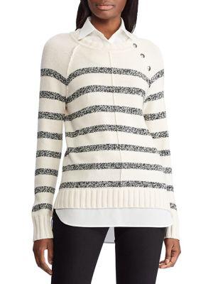 Lauren Ralph Lauren Layered Cotton-blend Twofer Sweater