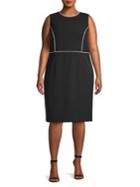 Albert Nipon Plus Trimmed Sheath Dress