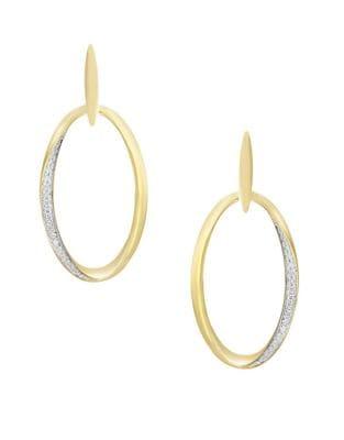 Effy Diamond And 14k Yellow Gold Hoop Earrings