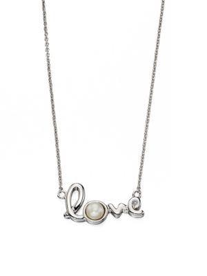 D For Diamond Sterling Silver, 4mm Pearl And Diamond Necklace