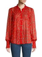 Free People Pleated Floral Blouse