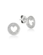Crislu Pave Hearts Crystal, Sterling Silver And Pure Platinum Accented Stud Earrings