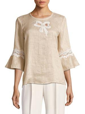 Karl Lagerfeld Paris Bell-sleeve Eyelet-bow Top