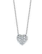 Roberto Coin Tiny Treasures Diamond And 18k White Gold Heart Pendant Necklace