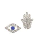 Lonna & Lilly Crystal Evil Eye And Hamsa Mismatched Earrings