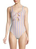 Kate Spade New York Striped Bunny Tie One-piece Swimsuit