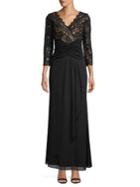 Eliza J Lace Gathered Evening Gown