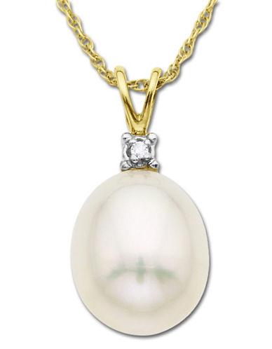 Lord & Taylor Freshwater Pearl Pendant With Diamond Accent In 14 Kt. Yellow Gold 8mm